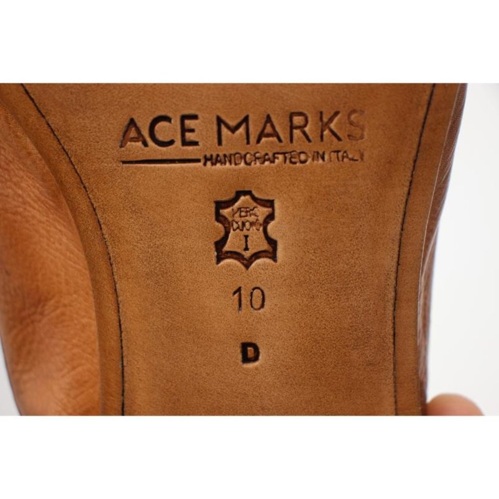 Ace Marks Plain Toe Men's 10 D Dress Shoes Brown Leather Handcrafted In Italy - Picture 11 of 12